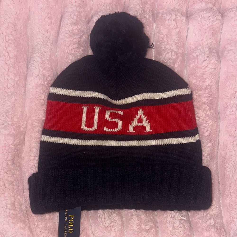 Polo by Ralph Lauren USA Beanie - Navy and Red